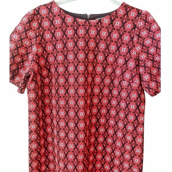 Loft Scroll Floral Jaquard Knit Shift Dress Size Large Career Work EUC - Picture 2 of 7